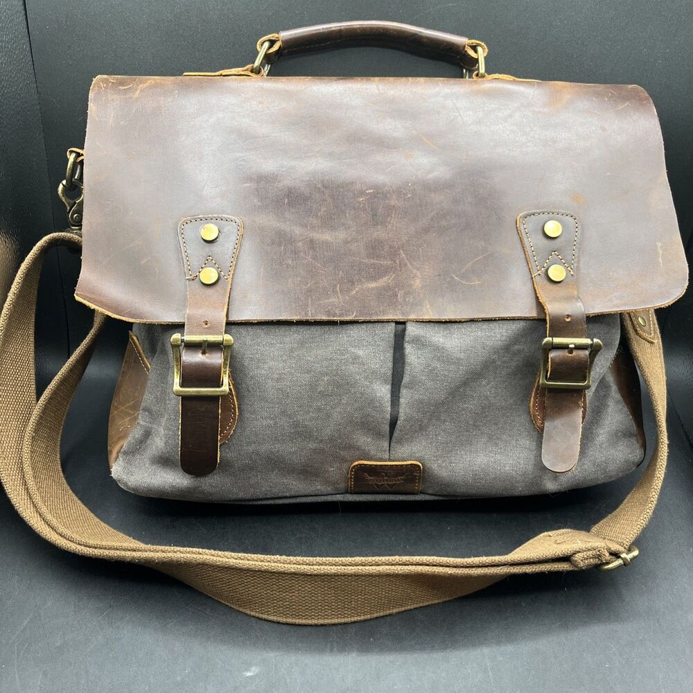 Leather Briefcase Laptop Messenger Bag Computer Satchel Handmade Quality WowBox